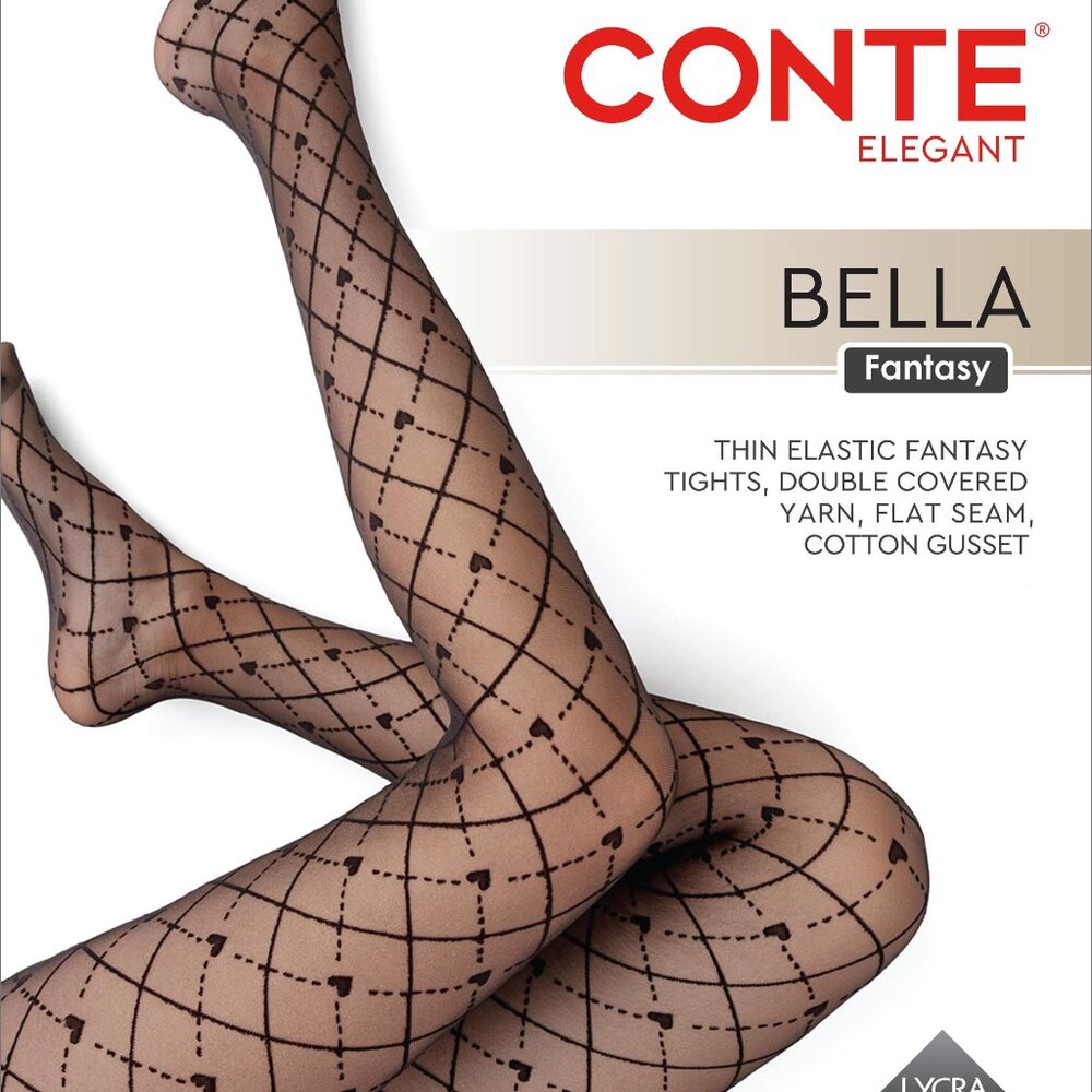 Conte Bella 20 Den - Fantasy Women's Tights with Geometric Pattern & Hearts